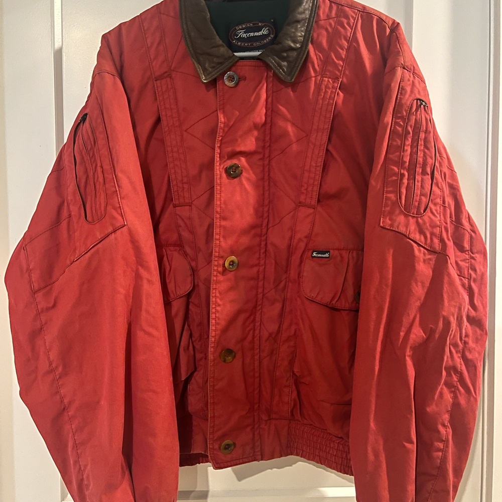 Faconnable Red Bomber Jacket with Brown Accents